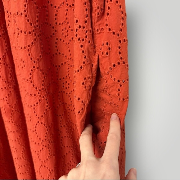Madewell Plus Eyelet Ruffle-Sleeve Mini Dress Sz 2X Fresh Chili - Picture 4 of 9